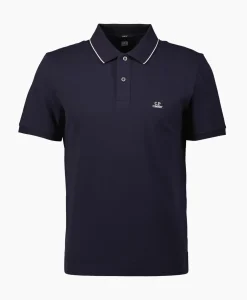 Polo's^Cp Company Polo Stretch Piquet Striped Collar Donker Blauw