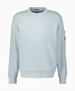 Truien^Cp Company Sweater Cotton Diagonal Fleece Lens Licht Blauw