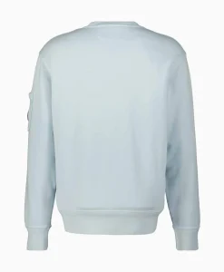 Truien^Cp Company Sweater Cotton Diagonal Fleece Lens Licht Blauw