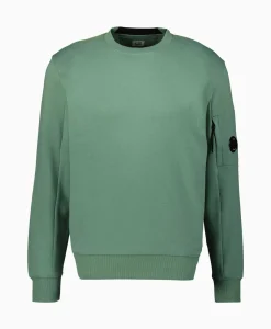 Truien^Cp Company Sweater Diagonal Raised Fleece Licht Groen