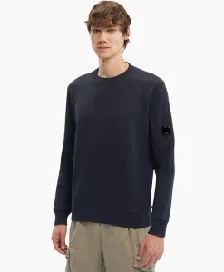 Truien^Cp Company Sweater Diagonal Raised Fleece Donker Blauw