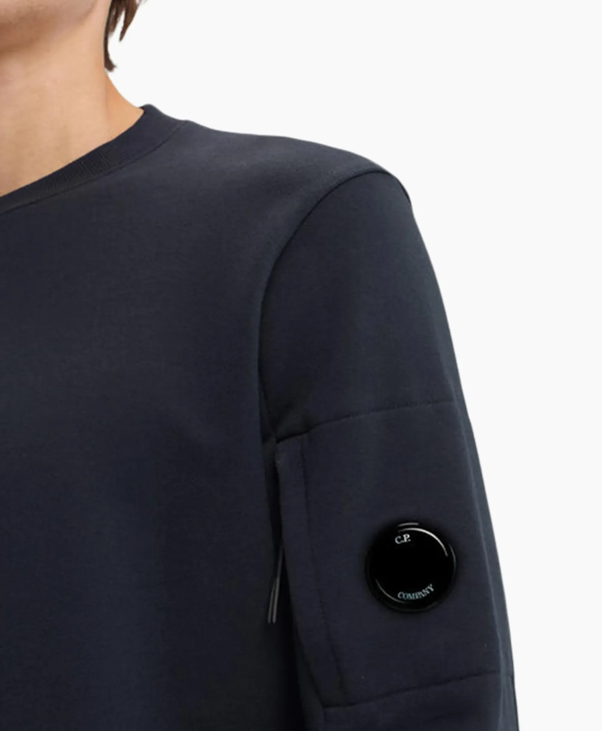 Truien^Cp Company Sweater Diagonal Raised Fleece Donker Blauw