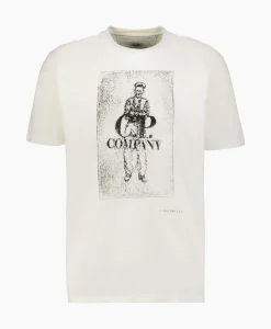 T-Shirts^Cp Company T-Shirt Korte Mouw Jersey Artisinal Card Wit