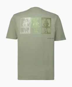 T-Shirts^Cp Company T-Shirt Korte Mouw Jersey Artisinal Three Cards Groen