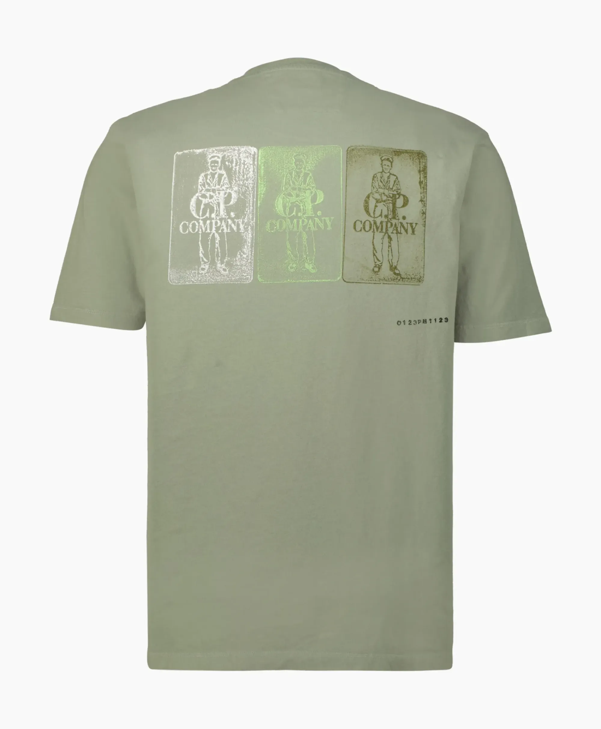 T-Shirts^Cp Company T-Shirt Korte Mouw Jersey Artisinal Three Cards Groen