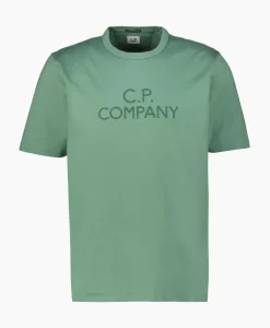 T-Shirts^Cp Company T-Shirt Mercerized Jersey Twisted Logo Licht Groen