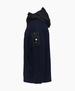 Vesten^Cp Company Vest Cotton Mixed Hooded Knit Donker Blauw