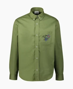 Overhemden^Drole De Monsieur Overhemd La Chemise Slogan Esquisse Khaki