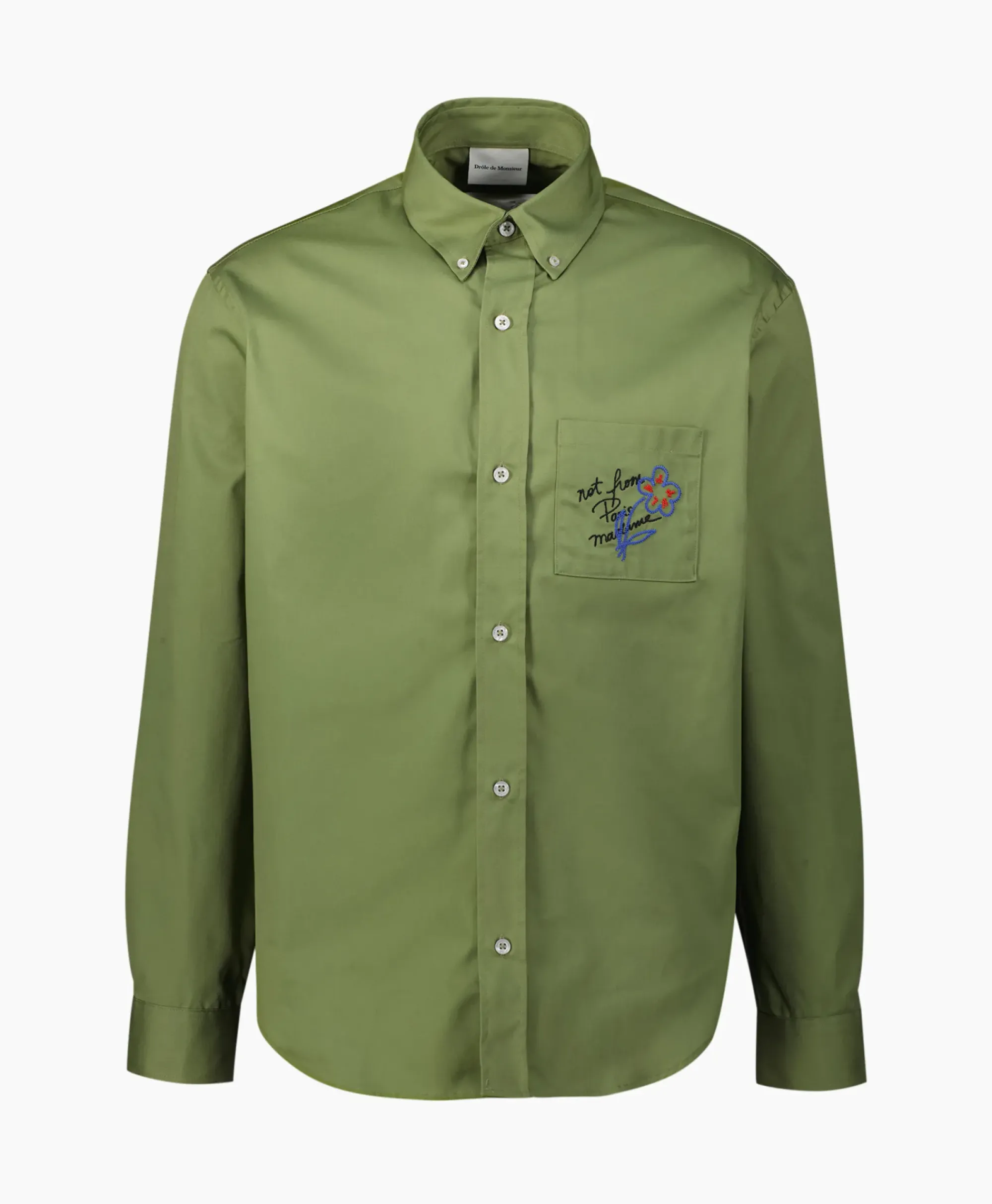 Overhemden^Drole De Monsieur Overhemd La Chemise Slogan Esquisse Khaki