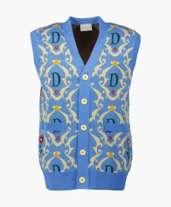 Vesten^Drole De Monsieur Vest La Sans Manches Ornements Blauw