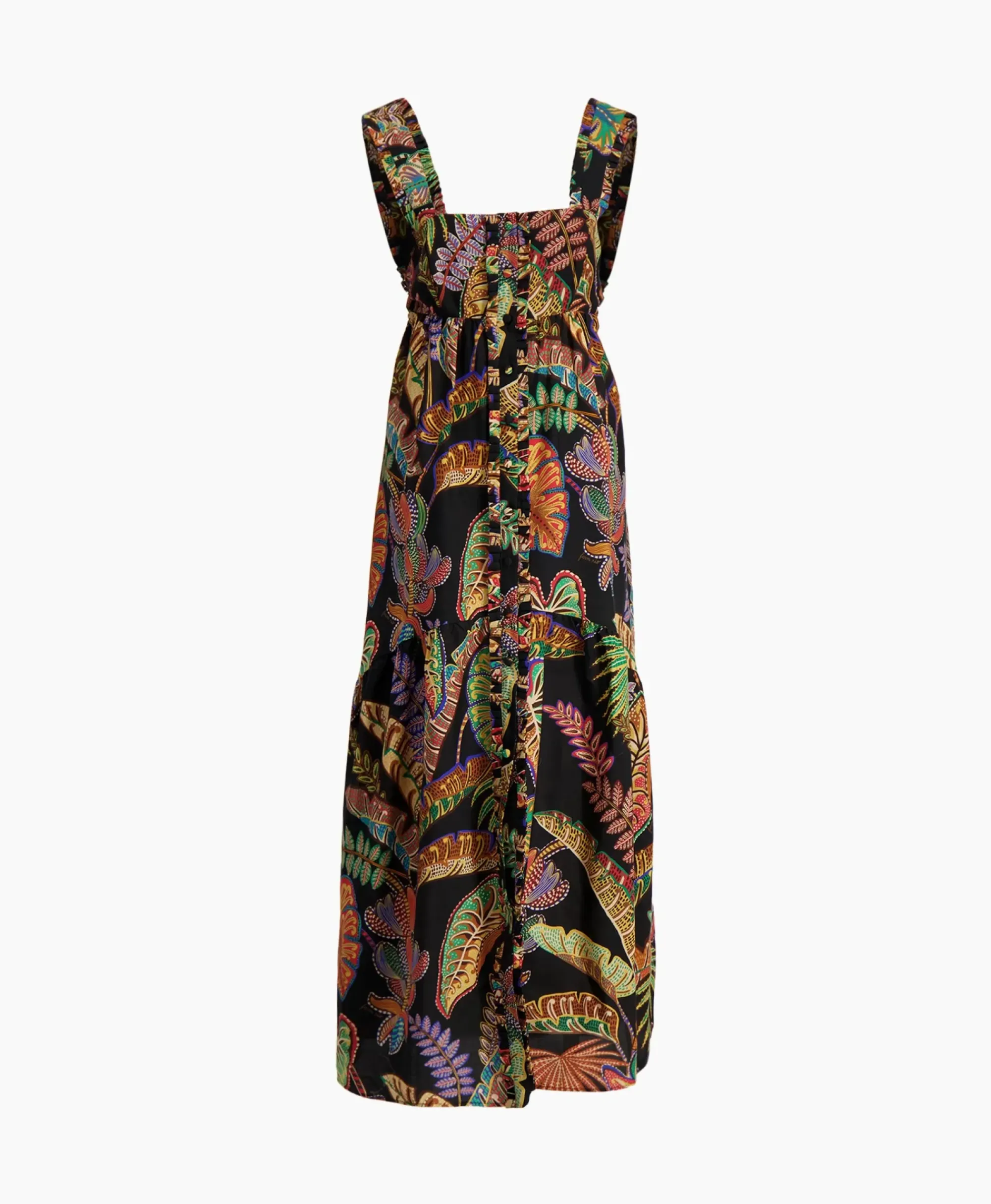 Bruiloftskleding^Farm Rio Maxi Jurk Cool Foliage Black Sleeveless Zwart