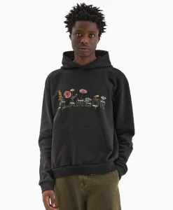 Truien^Flâneur Flaneur Hoodie Botanical Zwart