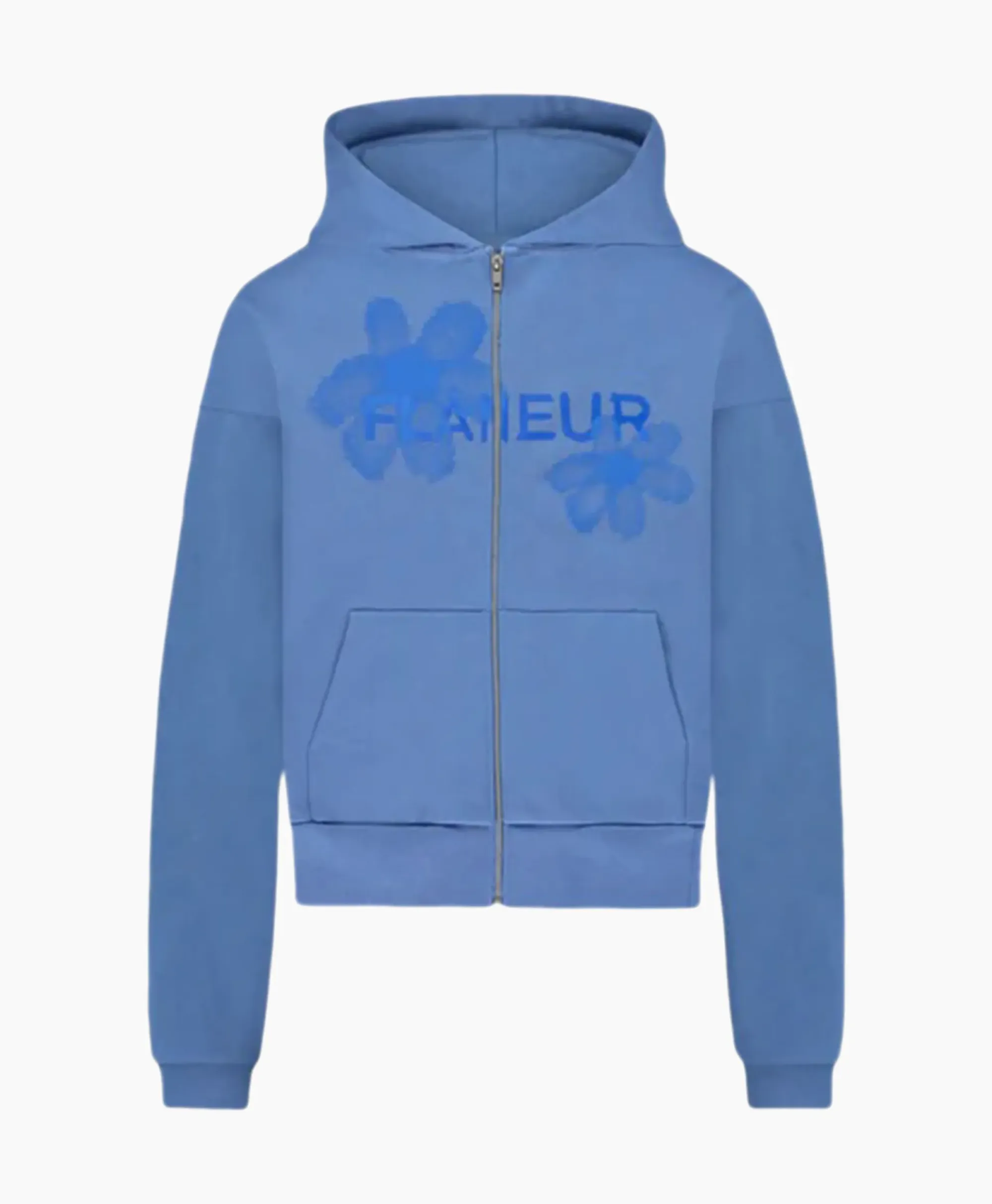 Truien^Flâneur Flaneur Hoodie Floral Watercolor Zip Up Blauw