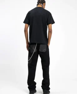 Broeken^Flâneur Flaneur Jeans Carpenter Straight With Leather Patches Zwart
