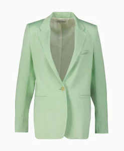 Blazers^Forte_forte Blazer Slubbed Viscose Cotton Licht Groen