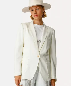 Blazers^Forte_forte Blazer Tweed Viscose Silk Jacket Off White