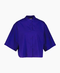 Blouses^Forte_forte Blouse Bci Cotton Popeline Half Sleeves Paars
