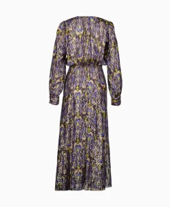 Jurken^Forte_forte Maxi Jurk Print Fil Coup Long Dress Norther Light Blauw