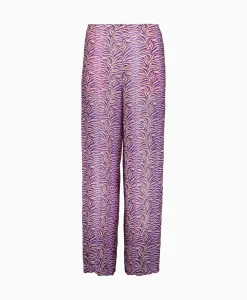Broeken^Forte_forte Pantalon Heartbeat Print Ramie Muslin Paars