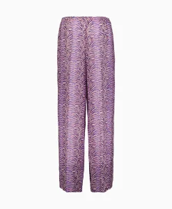 Broeken^Forte_forte Pantalon Heartbeat Print Ramie Muslin Paars