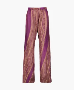 Broeken^Forte_forte Pantalon Lurex Jacquard Jersey Flared Paars