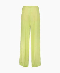 Broeken^Forte_forte Pantalon Toile Satin Jacquard Palazzo Geel