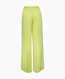 Broeken^Forte_forte Pantalon Toile Satin Jacquard Palazzo Geel