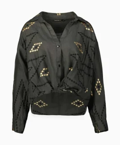 Blouses^Greek Archaic Kori Blouse Wrap Zig Zag Khaki