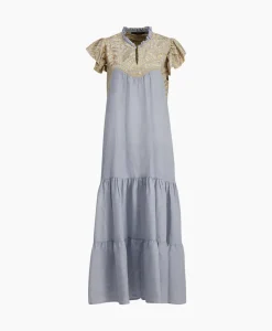 Bruiloftskleding^Greek Archaic Kori Maxi Jurk Long New All Over Sleeveless Ruffles Licht Grijs