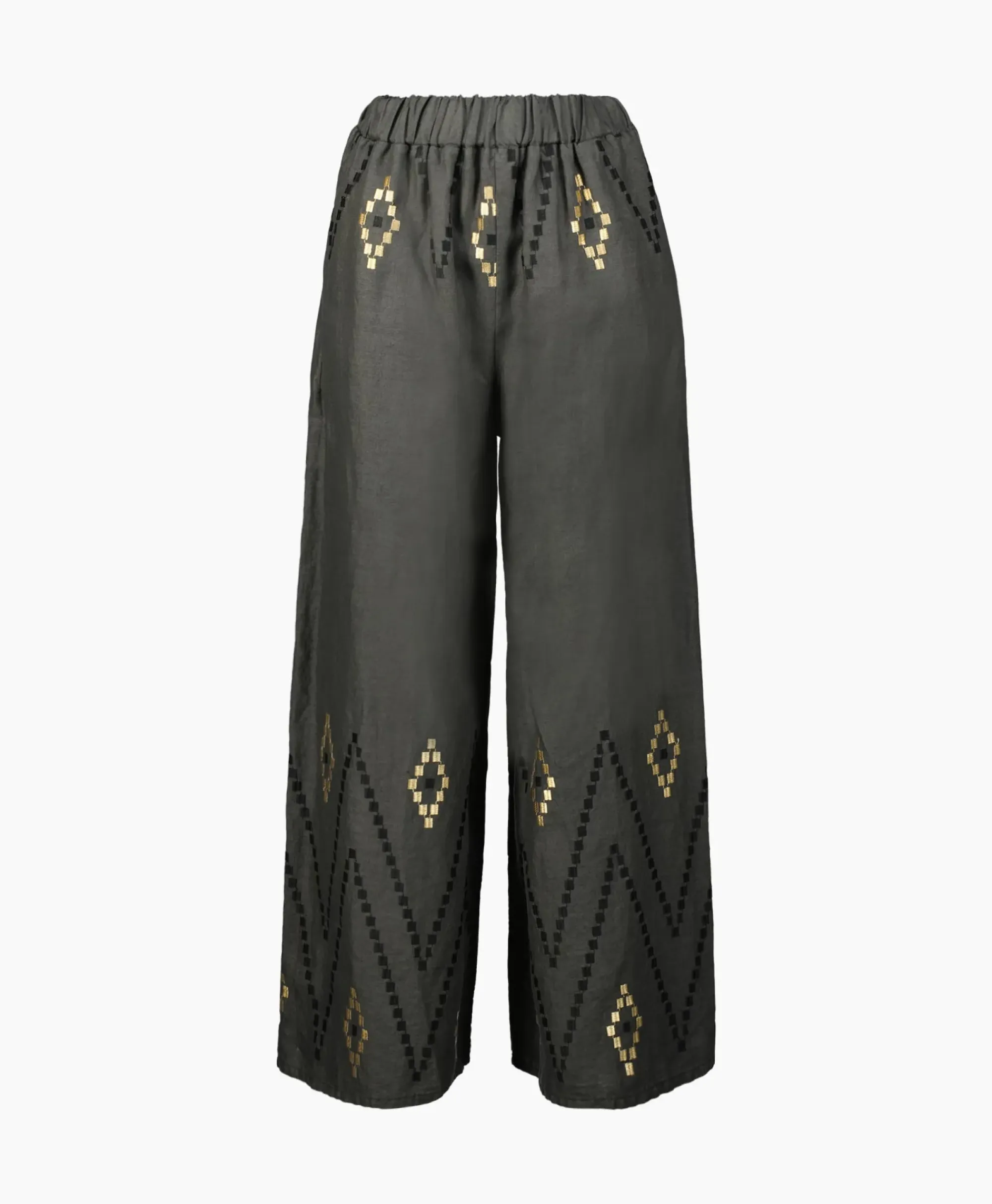 Broeken^Greek Archaic Kori Pantalon Zig Zag Elastic Waist Khaki