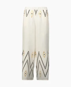 Broeken^Greek Archaic Kori Pantalon Zig Zag Elastic Waist Ivoor / Naturel