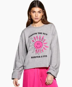 Truien^Harper & Yve Harper & Yve Pullover Smiley-Sw Grijs