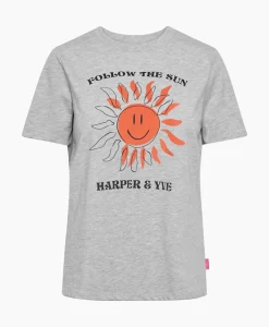 T-Shirts & Tops^Harper & Yve Harper & Yve T-Shirt Korte Mouw Smiley-Ss Grijs