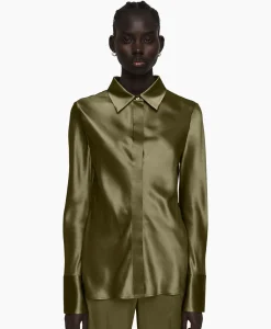 Blouses^Joseph Blouse Brunel Silk Satin Olijf