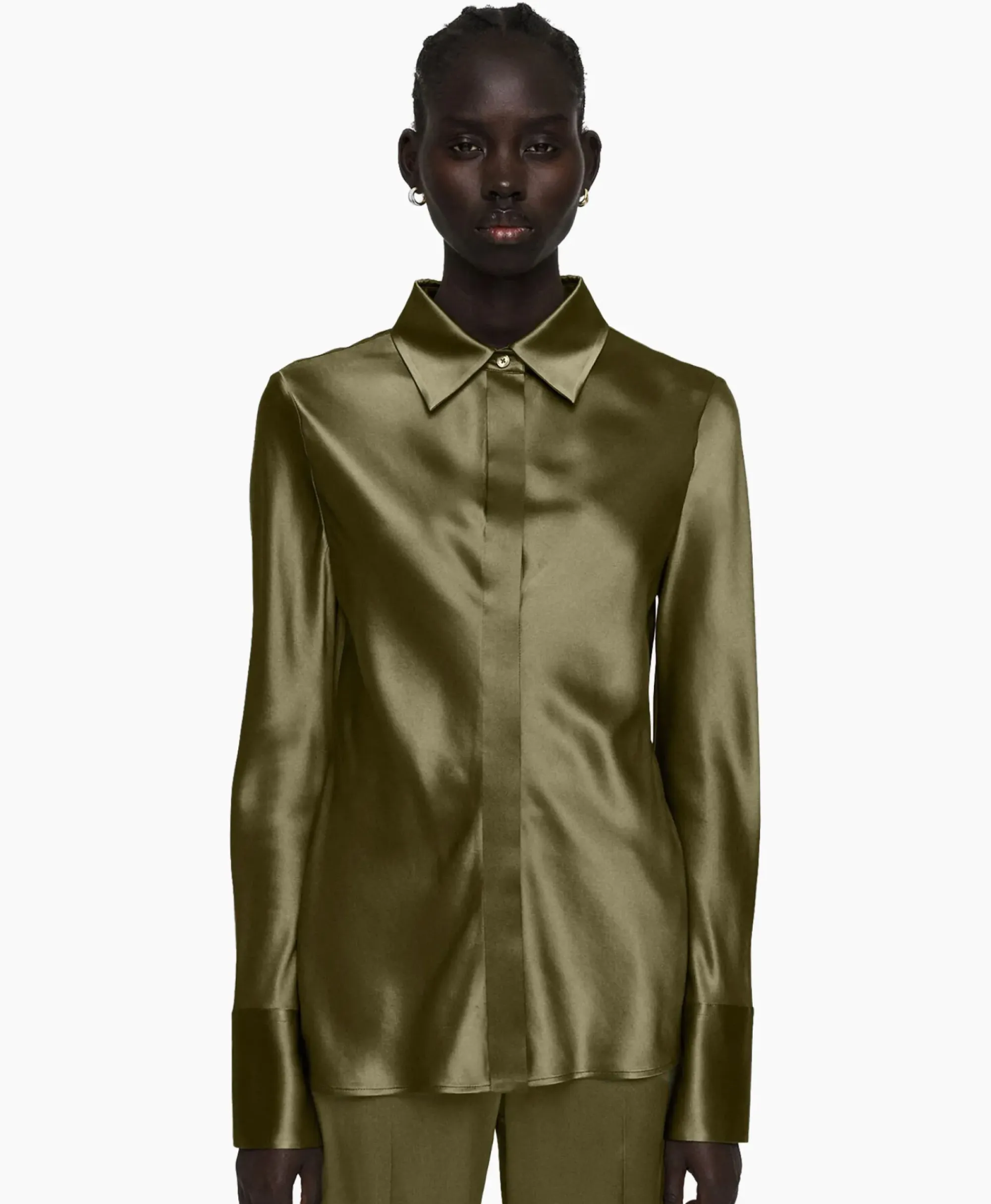 Blouses^Joseph Blouse Brunel Silk Satin Olijf