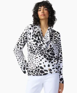 Blouses^Joseph Ribkoff Blouse Lange Mouw Print Wikkel Zwart Dessin
