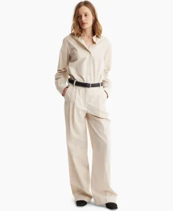 Broeken^Les Coyotes De Paris Pantalon Wide Leg Pleated Chino Zand