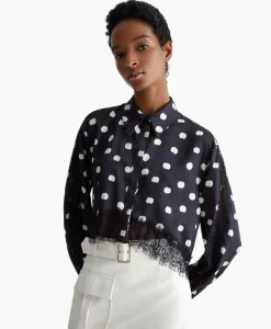 Blouses^Liu Jo Blouse Escamicia C/Dettagali In Pizzo Zwart