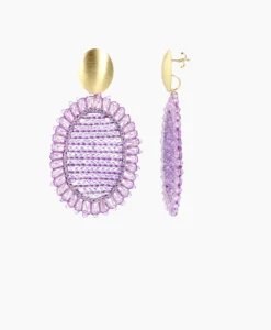 Sieraden^Lott. Gioielli Oorbellen Ce Si Filled Oval Double Paars