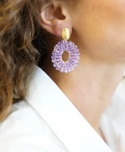 Sieraden^Lott. Gioielli Oorbellen Ce Si Filled Oval Double Paars