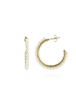 Sieraden^Lott. Gioielli Oorbellen Cl Hoop With Pear Off White
