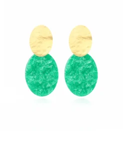 Sieraden^Lott. Gioielli Oorbellen Closed Oval S Midden Groen