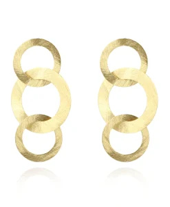 Sieraden^Lott. Gioielli Oorbellen Tripple Rounde Op Goud