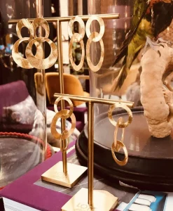 Sieraden^Lott. Gioielli Oorbellen Tripple Rounde Op Goud