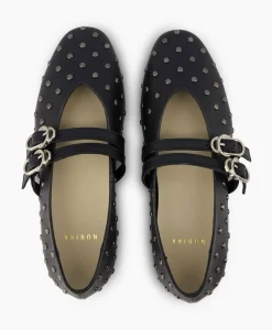 Instappers^Nubikk Ballerina Gisele Grace Studs Zwart