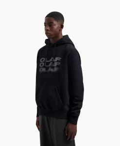 Truien^Olaf Hussein Hoodie Blur Logo Zwart