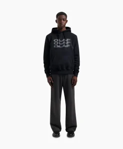 Truien^Olaf Hussein Hoodie Blur Logo Zwart