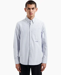 Overhemden^Olaf Hussein Overhemd Oxford Stripe Blauw