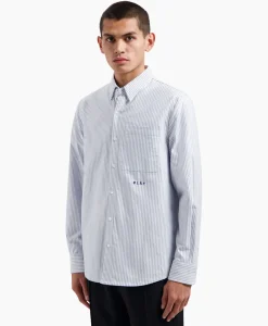 Overhemden^Olaf Hussein Overhemd Oxford Stripe Blauw