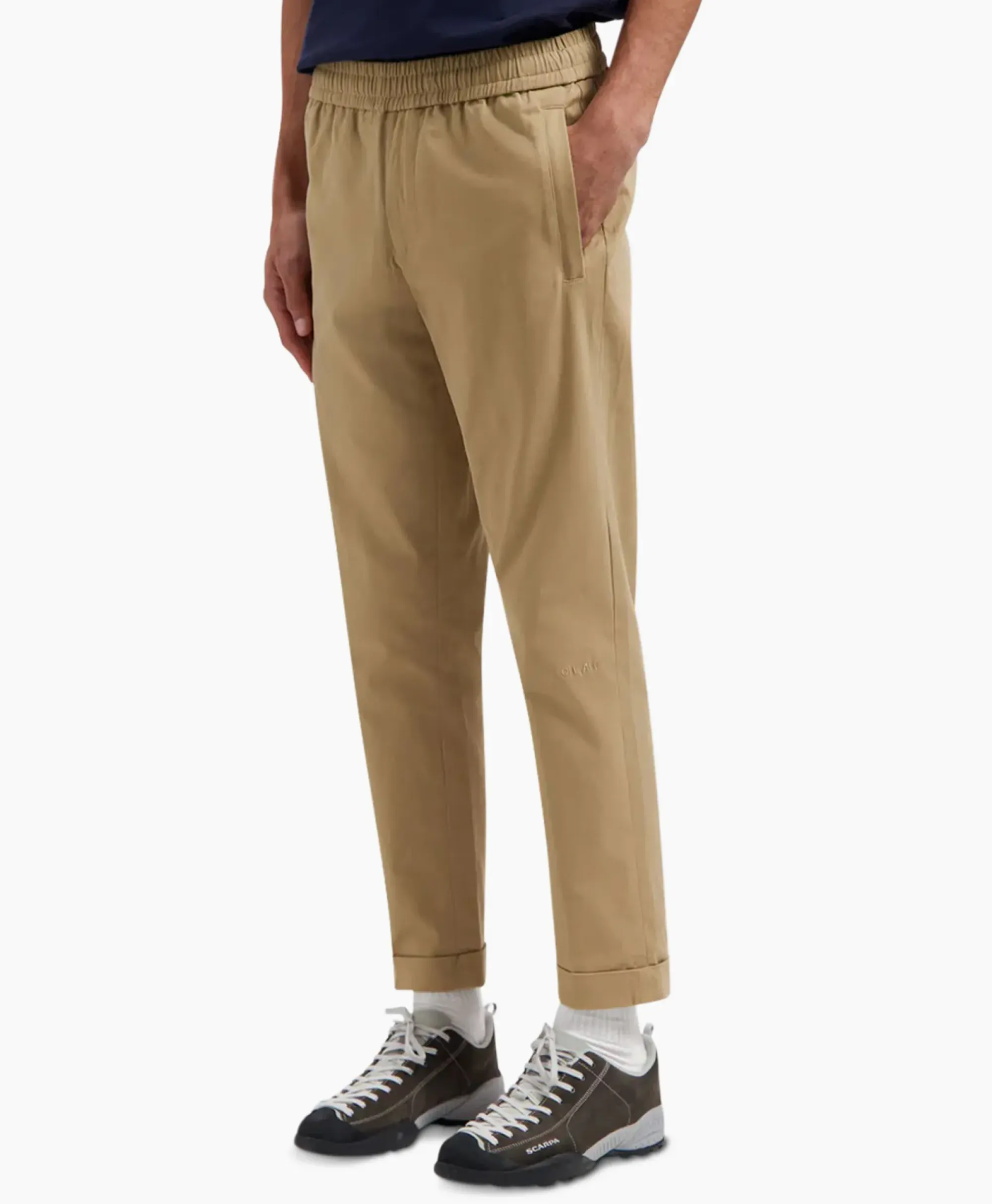 Broeken^Olaf Hussein Pantalon Slim Cotton Khaki